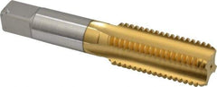 Hertel - M24x3.00 Metric Coarse 6H 4 Flute TiN Finish High Speed Steel Straight Flute Standard Hand Tap - Bottoming, Right Hand Thread, 4-29/32" OAL, 2-7/32" Thread Length, D8 Limit, Oversize - Eagle Tool & Supply