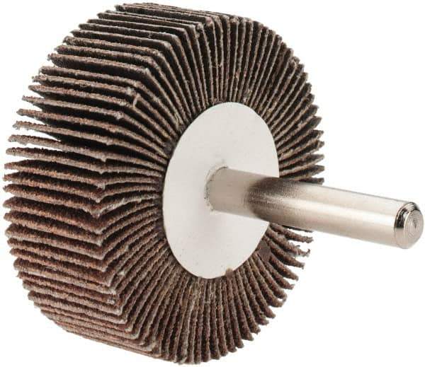 Value Collection - 2" Diam x 3/4" Face Width, Medium Aluminum Oxide Coated Mounted Flap Wheel - 1/4" Shank Mount, 80 Grit, 25,000 Max RPM - Eagle Tool & Supply