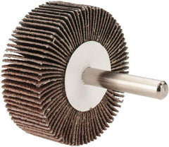 Value Collection - 2" Diam x 3/4" Face Width, Medium Aluminum Oxide Coated Mounted Flap Wheel - 1/4" Shank Mount, 80 Grit, 25,000 Max RPM - Eagle Tool & Supply
