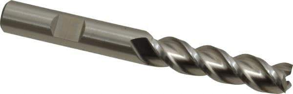 Cleveland - 3/8", 1-1/2" LOC, 3/8" Shank Diam, 3-1/4" OAL, 3 Flute, Powdered Metal Square End Mill - Single End, Uncoated, Spiral Flute, 42° Helix, Centercutting, Right Hand Cut, Right Hand Flute, Series PM-539R - Eagle Tool & Supply