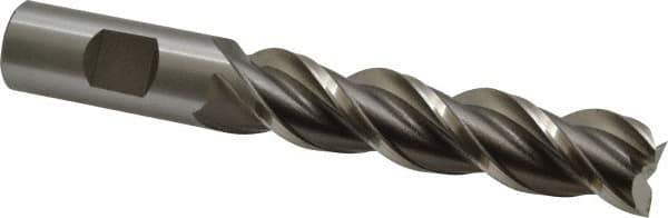 Cleveland - 3/4", 3" LOC, 3/4" Shank Diam, 5-1/4" OAL, 3 Flute, Powdered Metal Square End Mill - Single End, Uncoated, Spiral Flute, 42° Helix, Centercutting, Right Hand Cut, Right Hand Flute, Series PM-539R - Eagle Tool & Supply