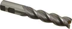 Cleveland - 1", 4" LOC, 1" Shank Diam, 6-1/2" OAL, 3 Flute, Powdered Metal Square End Mill - Single End, Uncoated, Spiral Flute, 42° Helix, Centercutting, Right Hand Cut, Right Hand Flute, Series PM-539R - Eagle Tool & Supply