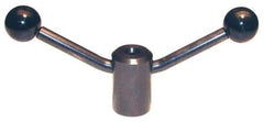 Morton Machine Works - 2 Offset Arms, 5/8-11" Hole, Black Oxide, Tapped Clamping Handle - 1/2" Arm Diam, 1-3/8" Hub Diam, 1-3/8" Ball Diam - Eagle Tool & Supply