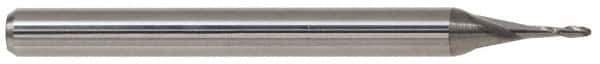 Accupro - 31/64" Diam, 5/8" LOC, 2 Flute Solid Carbide Ball End Mill - Uncoated, Single End, 2-1/2" OAL, 1/2" Shank Diam, Spiral Flute - Eagle Tool & Supply