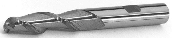 Accupro - 25mm Diam, 38mm LOC, 4 Flute Solid Carbide Ball End Mill - TiCN Finish, Single End, 101mm OAL, 25mm Shank Diam, Spiral Flute - Eagle Tool & Supply