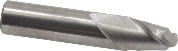 Accupro - 15/32" Diam, 5/8" LOC, 2 Flute Solid Carbide Ball End Mill - Uncoated, Single End, 2-1/2" OAL, 1/2" Shank Diam, Spiral Flute - Eagle Tool & Supply