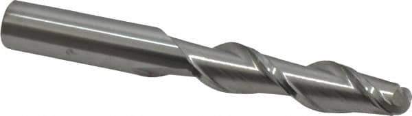 Accupro - 1/2" Diam, 2" LOC, 2 Flute Solid Carbide Ball End Mill - Uncoated, Single End, 4" OAL, 1/2" Shank Diam, Spiral Flute - Eagle Tool & Supply