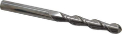 Accupro - 1/2" Diam, 3" LOC, 2 Flute Solid Carbide Ball End Mill - Uncoated, Single End, 6" OAL, 1/2" Shank Diam, Spiral Flute - Eagle Tool & Supply