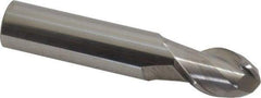 Accupro - 9/16" Diam, 7/8" LOC, 2 Flute Solid Carbide Ball End Mill - Uncoated, Single End, 3" OAL, 9/16" Shank Diam, Spiral Flute - Eagle Tool & Supply