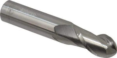 Accupro - 5/8" Diam, 1-1/4" LOC, 2 Flute Solid Carbide Ball End Mill - Uncoated, Single End, 3-1/2" OAL, 5/8" Shank Diam, Spiral Flute - Eagle Tool & Supply