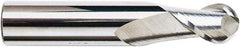 Accupro - 7/8" Diam, 1-3/4" LOC, 2 Flute Solid Carbide Ball End Mill - Uncoated, Single End, 4" OAL, 7/8" Shank Diam, Spiral Flute - Eagle Tool & Supply