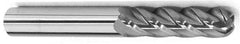 Accupro - 1" Diam, 2" LOC, 4 Flute Solid Carbide Ball End Mill - TiCN Finish, Single End, 6" OAL, 1" Shank Diam, Spiral Flute - Eagle Tool & Supply