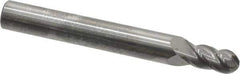 Accupro - 13/64" Diam, 3/8" LOC, 4 Flute Solid Carbide Ball End Mill - Uncoated, Single End, 2" OAL, 1/4" Shank Diam, Spiral Flute - Eagle Tool & Supply