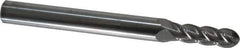 Accupro - 13/64" Diam, 5/8" LOC, 4 Flute Solid Carbide Ball End Mill - Uncoated, Single End, 2-1/2" OAL, 1/4" Shank Diam, Spiral Flute - Eagle Tool & Supply