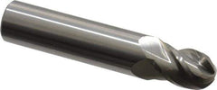 Accupro - 29/64" Diam, 5/8" LOC, 4 Flute Solid Carbide Ball End Mill - Uncoated, Single End, 2-1/2" OAL, 1/2" Shank Diam, Spiral Flute - Eagle Tool & Supply