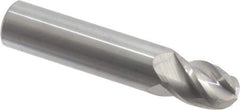 Accupro - 15/32" Diam, 5/8" LOC, 4 Flute Solid Carbide Ball End Mill - Uncoated, Single End, 2-1/2" OAL, 1/2" Shank Diam, Spiral Flute - Eagle Tool & Supply
