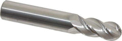Accupro - 15/32" Diam, 1" LOC, 4 Flute Solid Carbide Ball End Mill - Uncoated, Single End, 3" OAL, 1/2" Shank Diam, Spiral Flute - Eagle Tool & Supply
