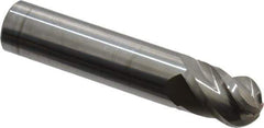 Accupro - 31/64" Diam, 5/8" LOC, 4 Flute Solid Carbide Ball End Mill - Uncoated, Single End, 2-1/2" OAL, 1/2" Shank Diam, Spiral Flute - Eagle Tool & Supply
