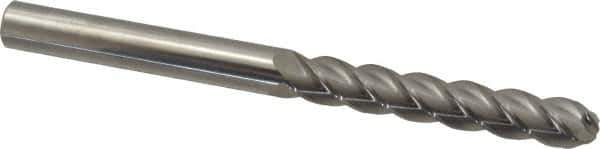Accupro - 1/2" Diam, 3" LOC, 4 Flute Solid Carbide Ball End Mill - Uncoated, Single End, 6" OAL, 1/2" Shank Diam, Spiral Flute - Eagle Tool & Supply