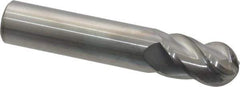 Accupro - 9/16" Diam, 7/8" LOC, 4 Flute Solid Carbide Ball End Mill - Uncoated, Single End, 3" OAL, 9/16" Shank Diam, Spiral Flute - Eagle Tool & Supply