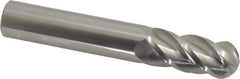 Accupro - 9/16" Diam, 1-1/4" LOC, 4 Flute Solid Carbide Ball End Mill - Uncoated, Single End, 3-1/2" OAL, 9/16" Shank Diam, Spiral Flute - Eagle Tool & Supply