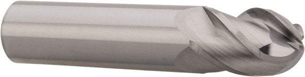 Accupro - 5/8" Diam, 7/8" LOC, 4 Flute Solid Carbide Ball End Mill - Uncoated, Single End, 3" OAL, 5/8" Shank Diam, Spiral Flute - Eagle Tool & Supply