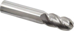 Accupro - 5/8" Diam, 1-1/4" LOC, 4 Flute Solid Carbide Ball End Mill - Uncoated, Single End, 3-1/2" OAL, 5/8" Shank Diam, Spiral Flute - Eagle Tool & Supply