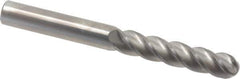 Accupro - 5/8" Diam, 3" LOC, 4 Flute Solid Carbide Ball End Mill - Uncoated, Single End, 6" OAL, 5/8" Shank Diam, Spiral Flute - Eagle Tool & Supply