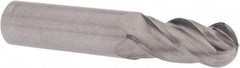 Accupro - 11/16" Diam, 1-1/2" LOC, 4 Flute Solid Carbide Ball End Mill - Uncoated, Single End, 4" OAL, 3/4" Shank Diam, Spiral Flute - Eagle Tool & Supply