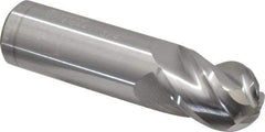 Accupro - 3/4" Diam, 1" LOC, 4 Flute Solid Carbide Ball End Mill - Uncoated, Single End, 3" OAL, 3/4" Shank Diam, Spiral Flute - Eagle Tool & Supply