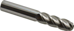 Accupro - 3/4" Diam, 2-1/4" LOC, 4 Flute Solid Carbide Ball End Mill - Uncoated, Single End, 5" OAL, 3/4" Shank Diam, Spiral Flute - Eagle Tool & Supply