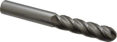Accupro - 3/4" Diam, 3" LOC, 4 Flute Solid Carbide Ball End Mill - Uncoated, Single End, 6" OAL, 3/4" Shank Diam, Spiral Flute - Eagle Tool & Supply