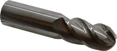 Accupro - 7/8" Diam, 1-3/4" LOC, 4 Flute Solid Carbide Ball End Mill - Uncoated, Single End, 4" OAL, 7/8" Shank Diam, Spiral Flute - Eagle Tool & Supply