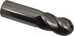 Accupro - 1" Diam, 1-3/4" LOC, 4 Flute Solid Carbide Ball End Mill - Uncoated, Single End, 4" OAL, 1" Shank Diam, Spiral Flute - Eagle Tool & Supply