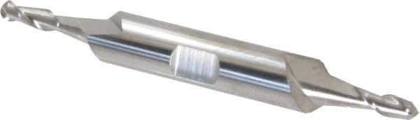 Accupro - 5/32" Diam, 7/16" LOC, 2 Flute Solid Carbide Ball End Mill - Uncoated, Double End, 3" OAL, 3/8" Shank Diam, Spiral Flute - Eagle Tool & Supply