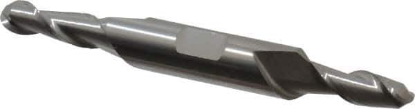 Accupro - 1/4" Diam, 5/8" LOC, 2 Flute Solid Carbide Ball End Mill - Uncoated, Double End, 3" OAL, 3/8" Shank Diam, Spiral Flute - Eagle Tool & Supply