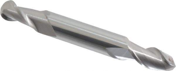 Accupro - 9/32" Diam, 1/2" LOC, 2 Flute Solid Carbide Ball End Mill - Uncoated, Double End, 2-1/2" OAL, 5/16" Shank Diam, Spiral Flute - Eagle Tool & Supply