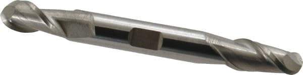 Accupro - 3/8" Diam, 3/4" LOC, 2 Flute Solid Carbide Ball End Mill - Uncoated, Double End, 3-1/2" OAL, 3/8" Shank Diam, Spiral Flute - Eagle Tool & Supply