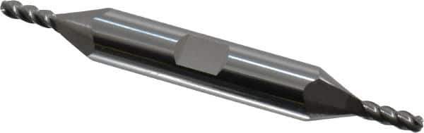 Accupro - 1/8" Diam, 3/8" LOC, 4 Flute Solid Carbide Ball End Mill - Uncoated, Double End, 3" OAL, 3/8" Shank Diam, Spiral Flute - Eagle Tool & Supply