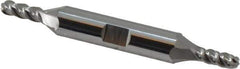 Accupro - 3/16" Diam, 1/2" LOC, 4 Flute Solid Carbide Ball End Mill - Uncoated, Double End, 3" OAL, 3/8" Shank Diam, Spiral Flute - Eagle Tool & Supply