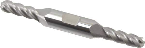 Accupro - 1/4" Diam, 5/8" LOC, 4 Flute Solid Carbide Ball End Mill - Uncoated, Double End, 3" OAL, 3/8" Shank Diam, Spiral Flute - Eagle Tool & Supply