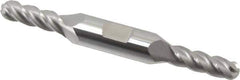 Accupro - 1/4" Diam, 5/8" LOC, 4 Flute Solid Carbide Ball End Mill - Uncoated, Double End, 3" OAL, 3/8" Shank Diam, Spiral Flute - Eagle Tool & Supply