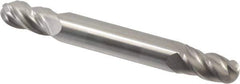 Accupro - 9/32" Diam, 1/2" LOC, 4 Flute Solid Carbide Ball End Mill - Uncoated, Double End, 2-1/2" OAL, 5/16" Shank Diam, Spiral Flute - Eagle Tool & Supply