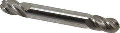 Accupro - 5/16" Diam, 1/2" LOC, 4 Flute Solid Carbide Ball End Mill - Uncoated, Double End, 2-1/2" OAL, 5/16" Shank Diam, Spiral Flute - Eagle Tool & Supply