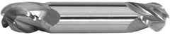Accupro - 11/32" Diam, 3/4" LOC, 4 Flute Solid Carbide Ball End Mill - TiCN Finish, Double End, 3-1/2" OAL, 3/8" Shank Diam, Spiral Flute - Eagle Tool & Supply
