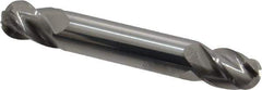 Accupro - 3/8" Diam, 1/2" LOC, 4 Flute Solid Carbide Ball End Mill - Uncoated, Double End, 2-1/2" OAL, 3/8" Shank Diam, Spiral Flute - Eagle Tool & Supply