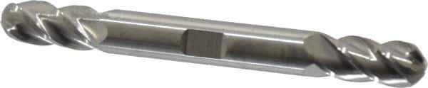 Accupro - 3/8" Diam, 3/4" LOC, 4 Flute Solid Carbide Ball End Mill - Uncoated, Double End, 3-1/2" OAL, 3/8" Shank Diam, Spiral Flute - Eagle Tool & Supply