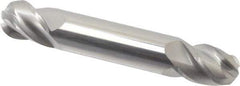 Accupro - 7/16" Diam, 9/16" LOC, 4 Flute Solid Carbide Ball End Mill - Uncoated, Double End, 2-3/4" OAL, 7/16" Shank Diam, Spiral Flute - Eagle Tool & Supply