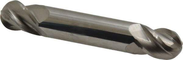 Accupro - 1/2" Diam, 5/8" LOC, 4 Flute Solid Carbide Ball End Mill - Uncoated, Double End, 3" OAL, 1/2" Shank Diam, Spiral Flute - Eagle Tool & Supply