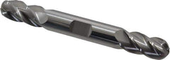 Accupro - 1/2" Diam, 1" LOC, 4 Flute Solid Carbide Ball End Mill - Uncoated, Double End, 4" OAL, 1/2" Shank Diam, Spiral Flute - Eagle Tool & Supply